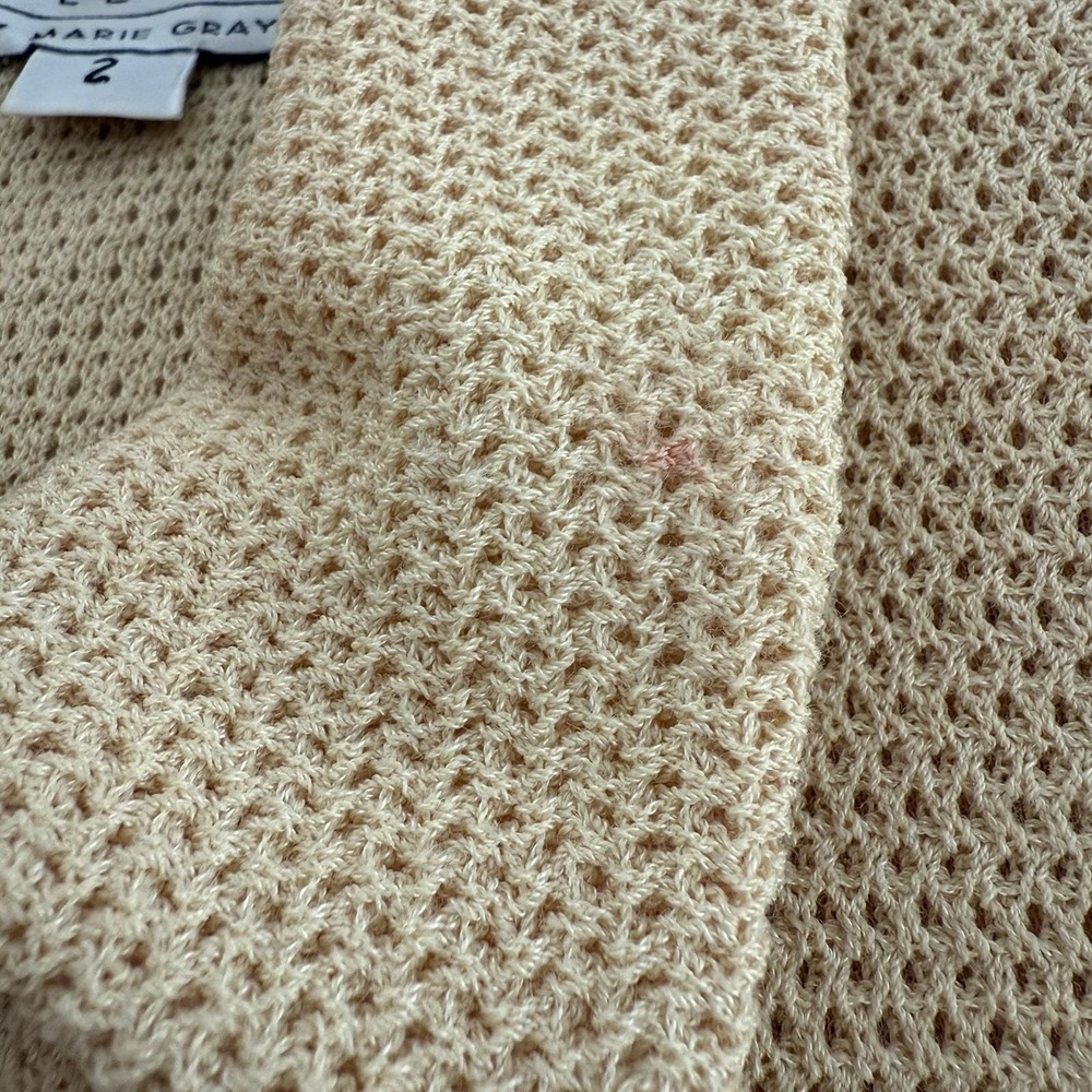 VTG St John Collection Marie Gray Knit Jacket/Sweater Warm Beige Spring SZ 2 - Picture 6 of 9
